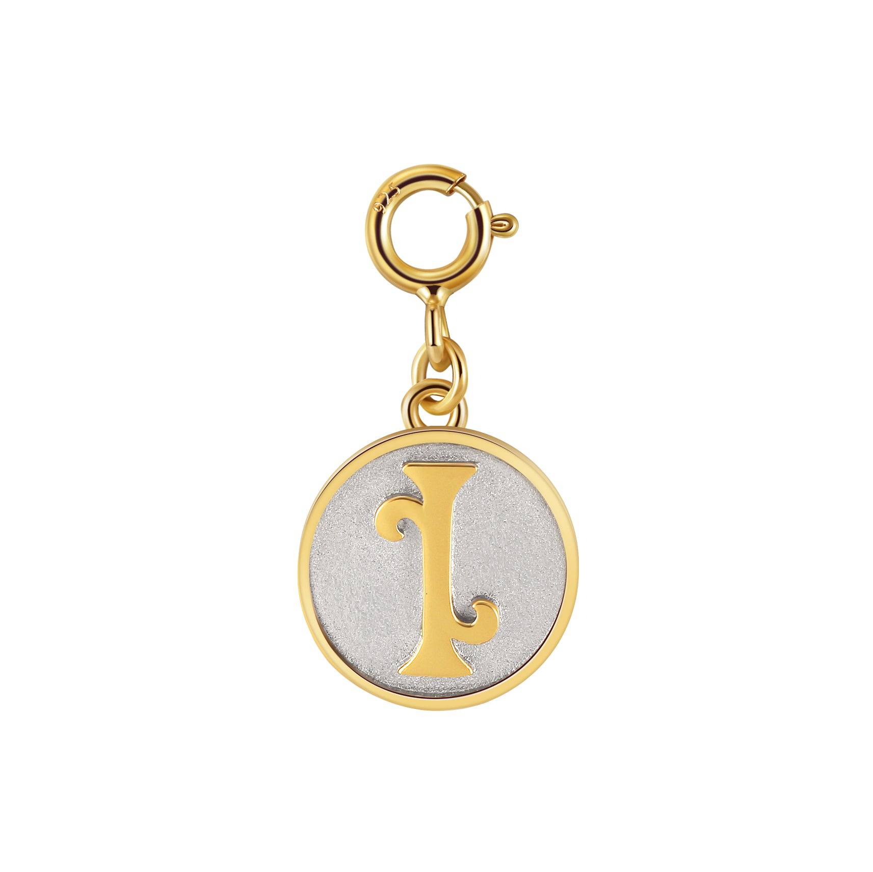 Dainty Fancy Initial Clip on Pendant Charm letter I