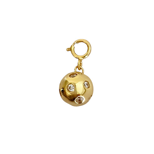 Pickleball Ball Bling Clip-on Charm Gold with Crystals