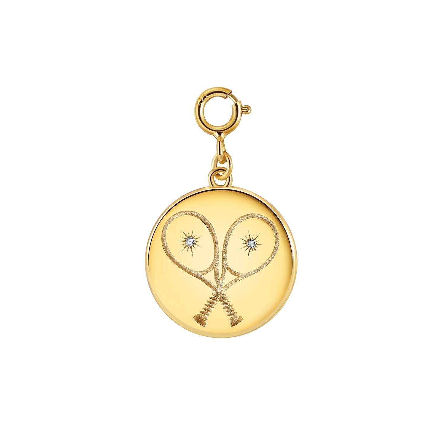 LoveMatch Tennis Heart Disc Charm Gold