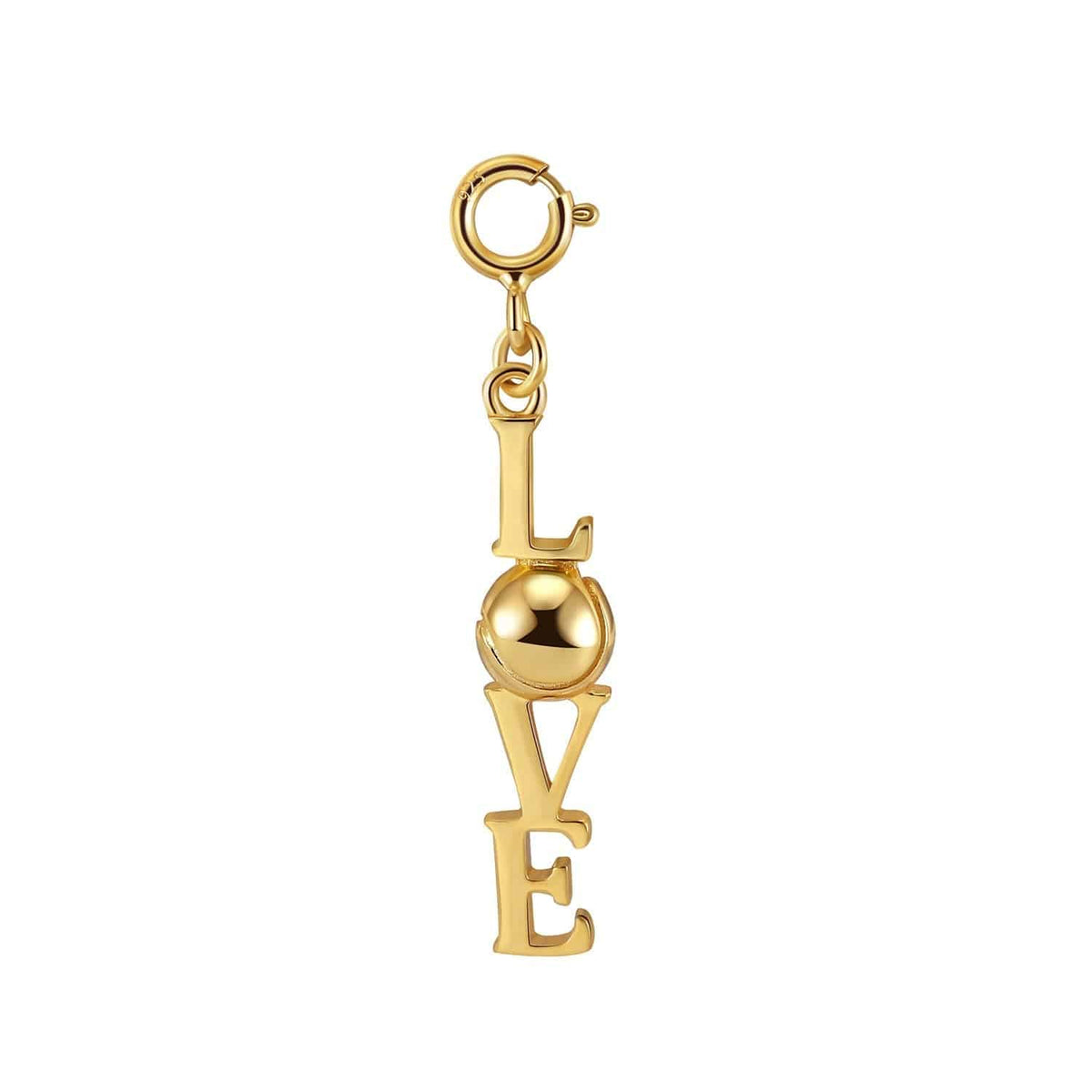 LoveMatch Tennis LOVE Clip On Pendant Charm Gold