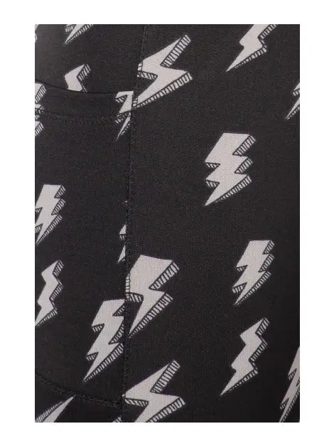 Womens Tummy Control Butt Sculpting Sport Lightning Bolt Leggings - Athena's Fashion Boutique