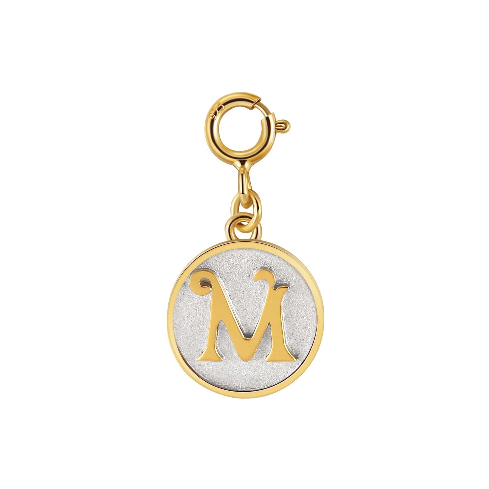 Dainty Fancy Initial Clip on Pendant Charm Letter M