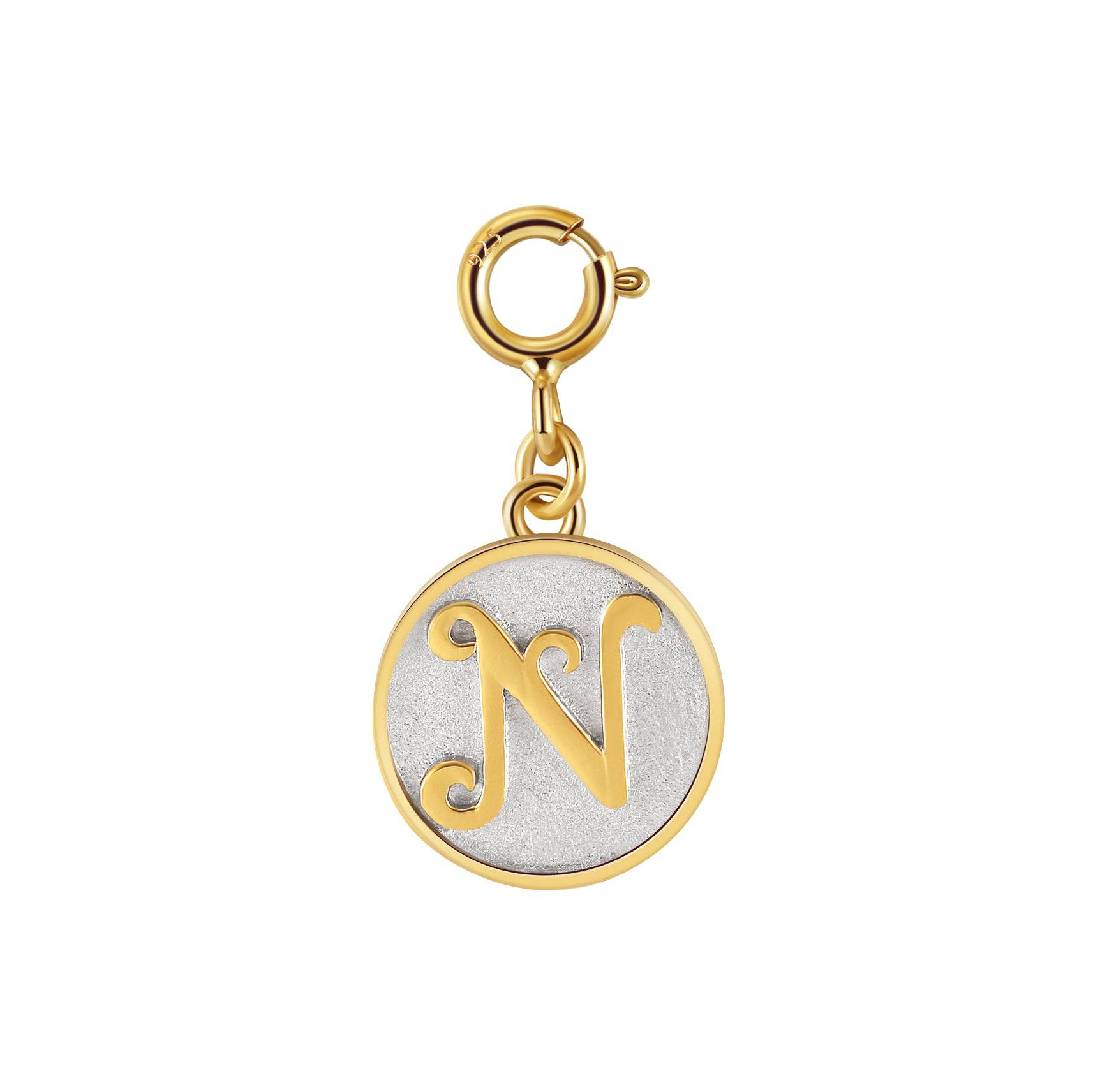 Dainty Fancy Initial Clip on Pendant Charm Letter N