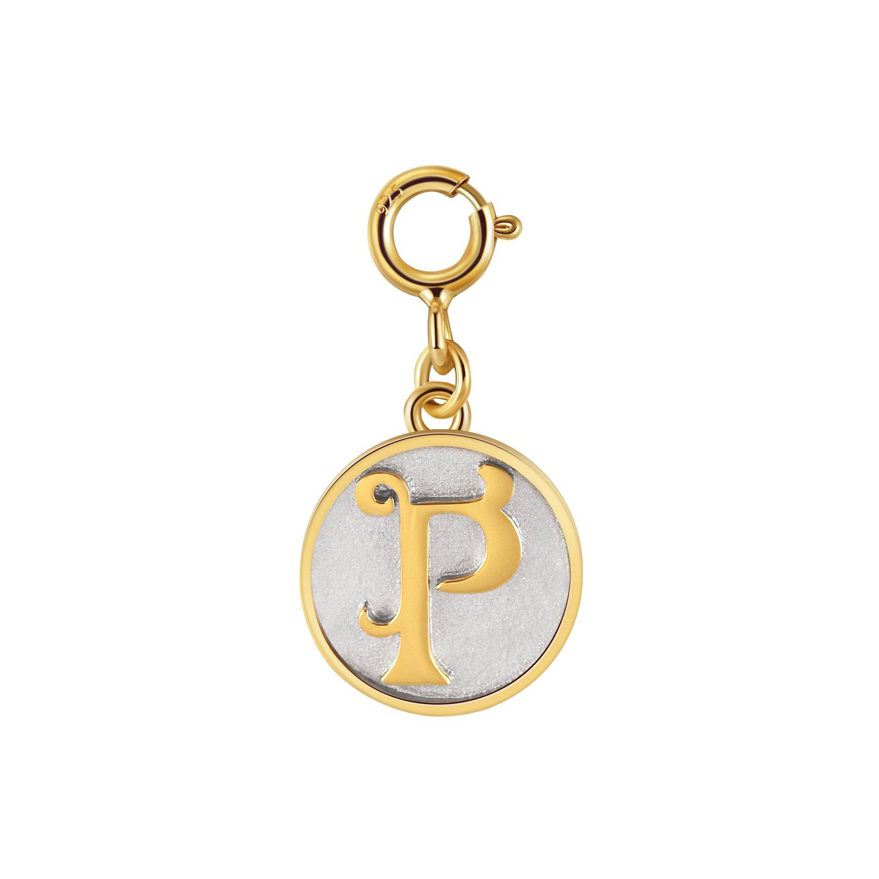 Dainty Fancy Initial Clip on Pendant Charm Letter P