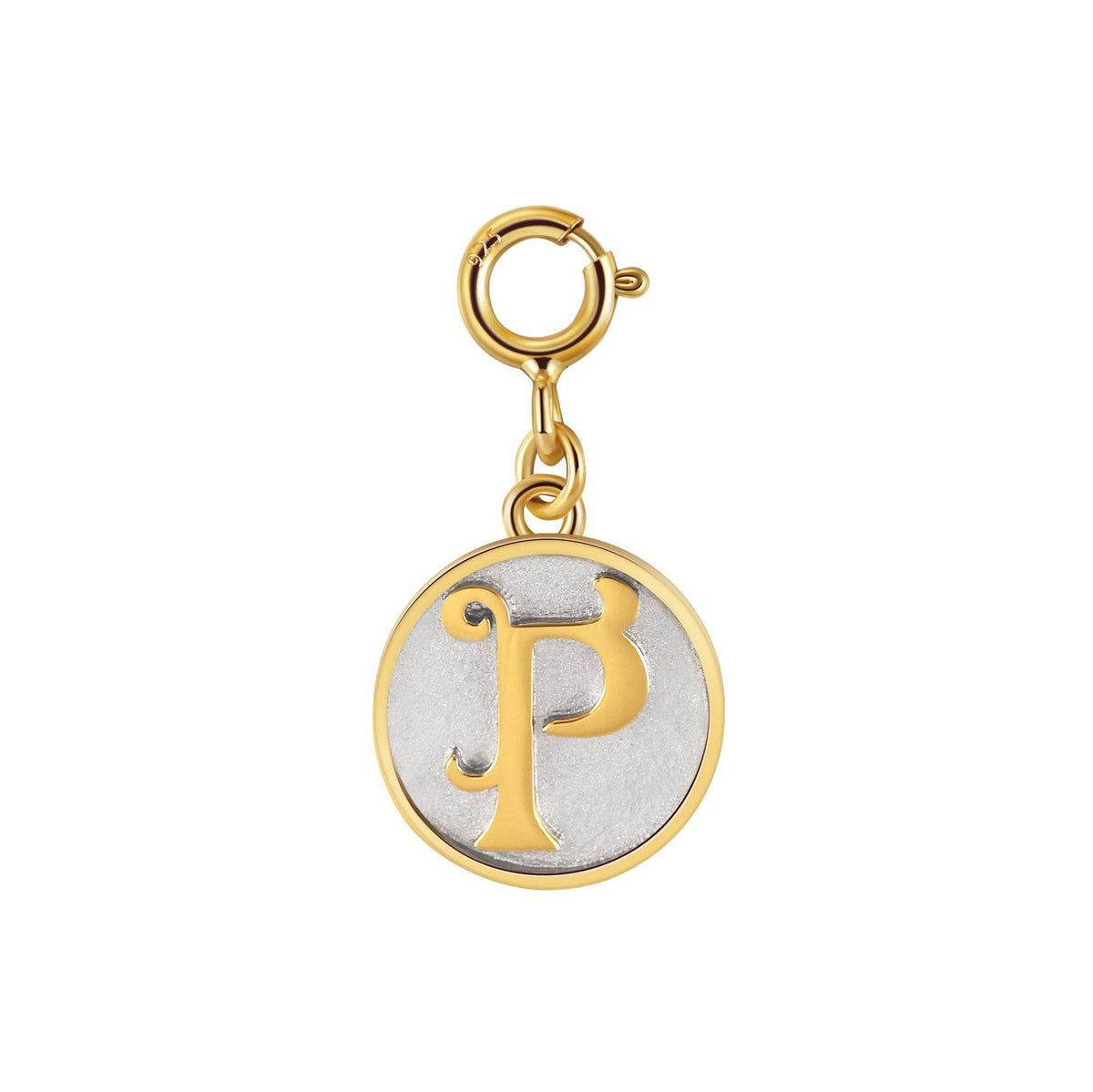 Dainty Fancy Initial Clip on Pendant Charm Letter P
