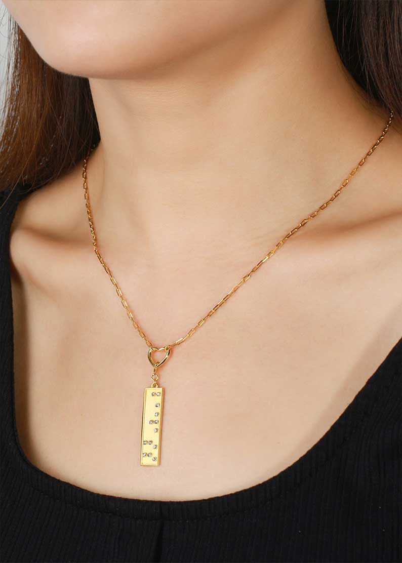 Touchstone Badass Heart Pendant Necklace Gold on model