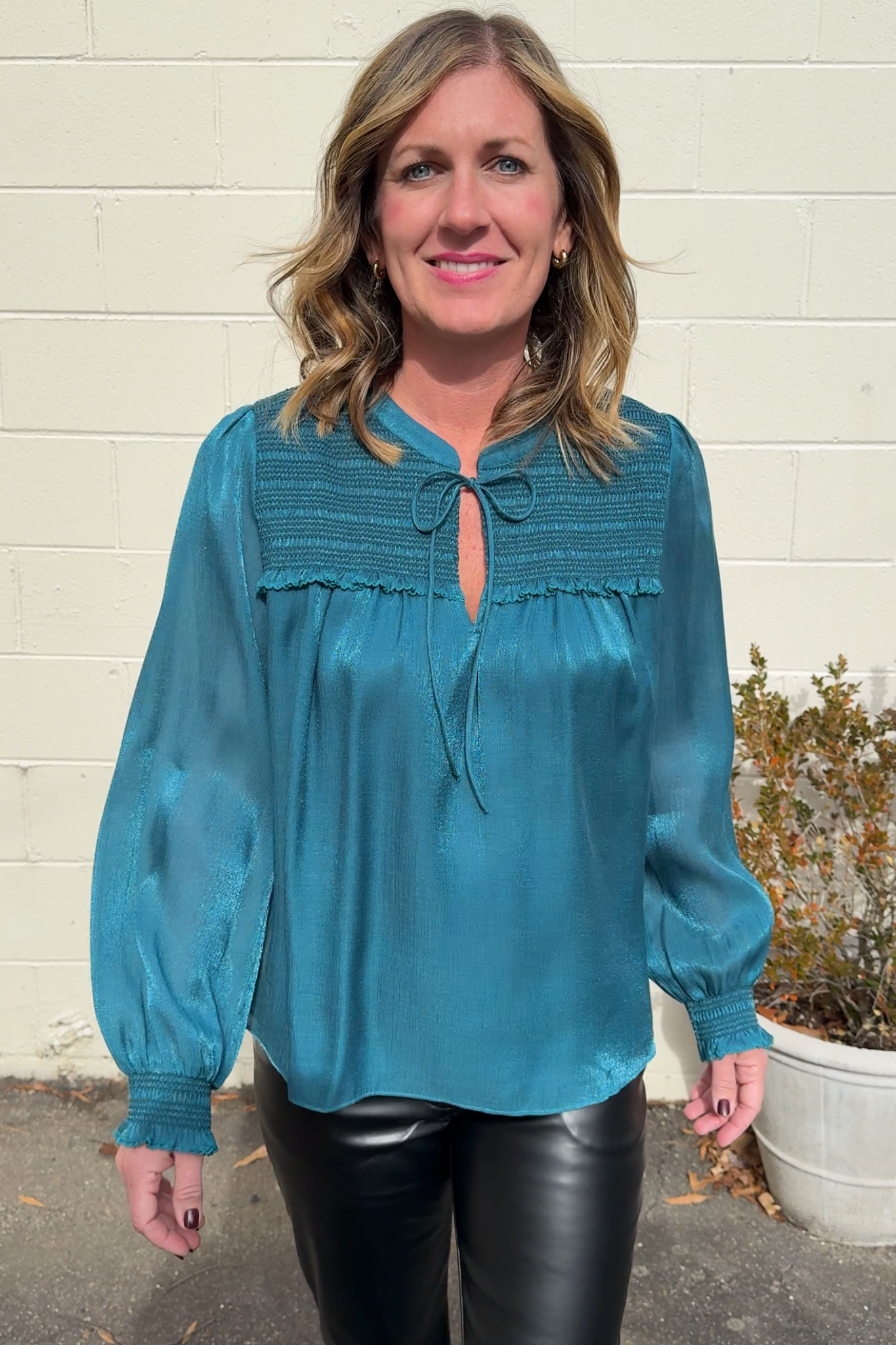 Current Air | Monica Satin Long Sleeve Blouse | Sweetest Stitch