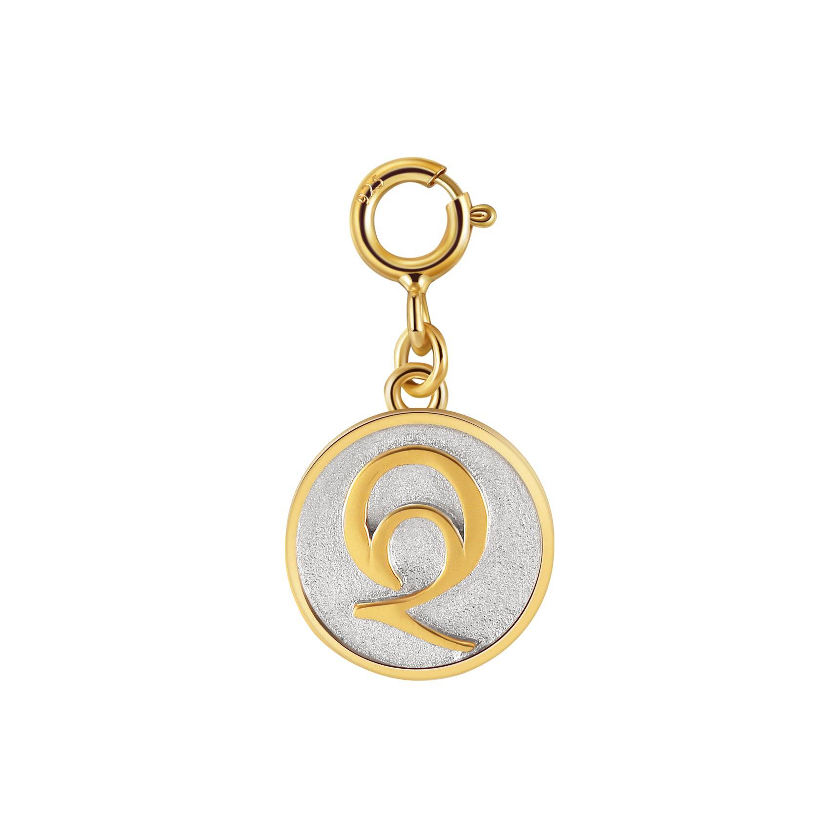 Dainty Fancy Initial Clip on Pendant Charm Letter Q