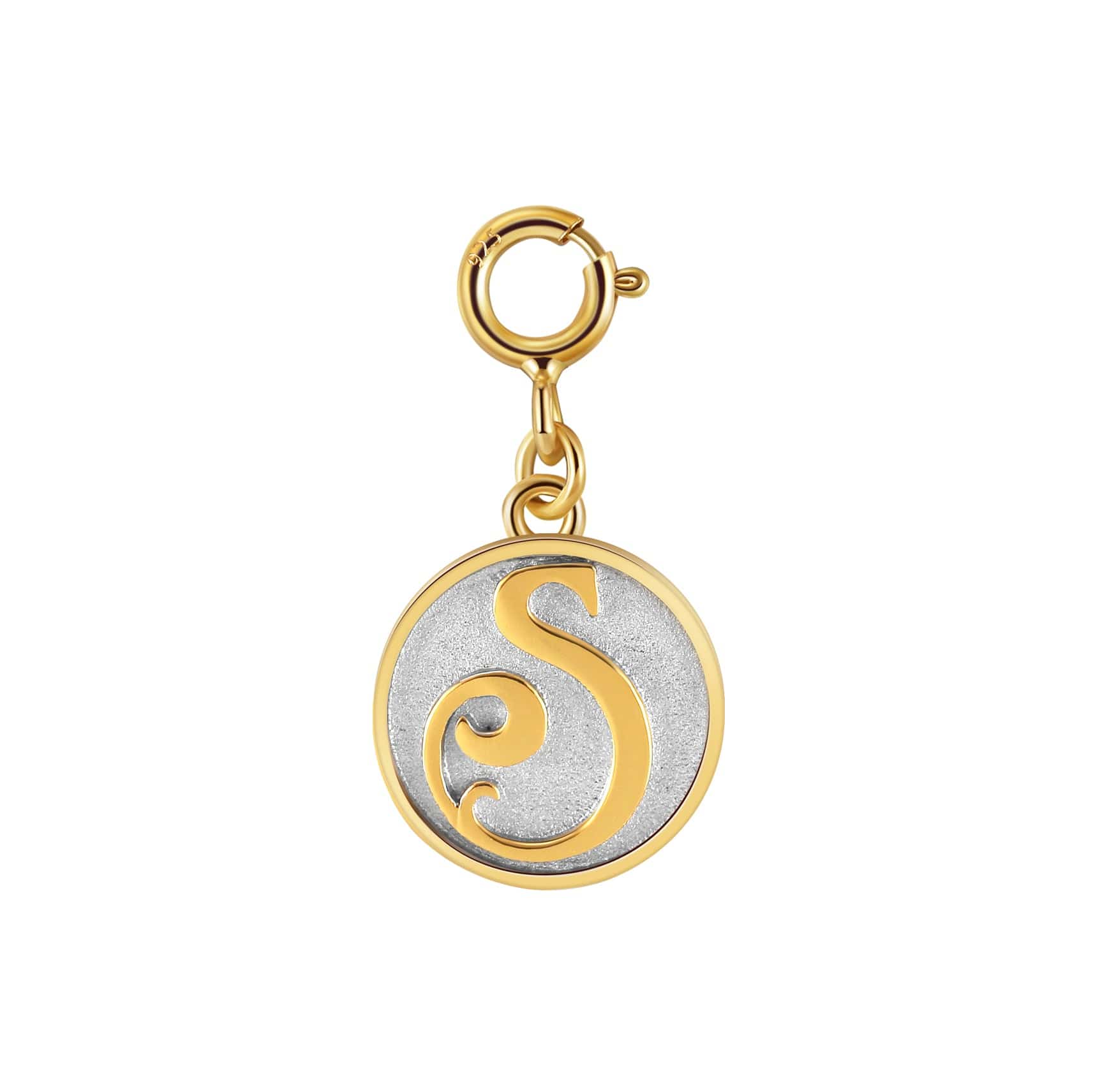 Dainty Fancy Initial Clip on Pendant Charm Letter S