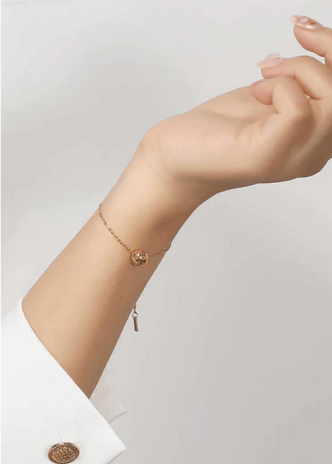 Pickleball Baby Belle Ball Bracelet Gold on Model