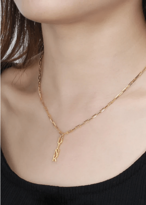 Pickleball Dinks on Me Gold "DINK" Necklace on Model