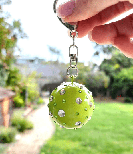 Pickleball Crystal Ball Keychain in Pickleball Bright Green