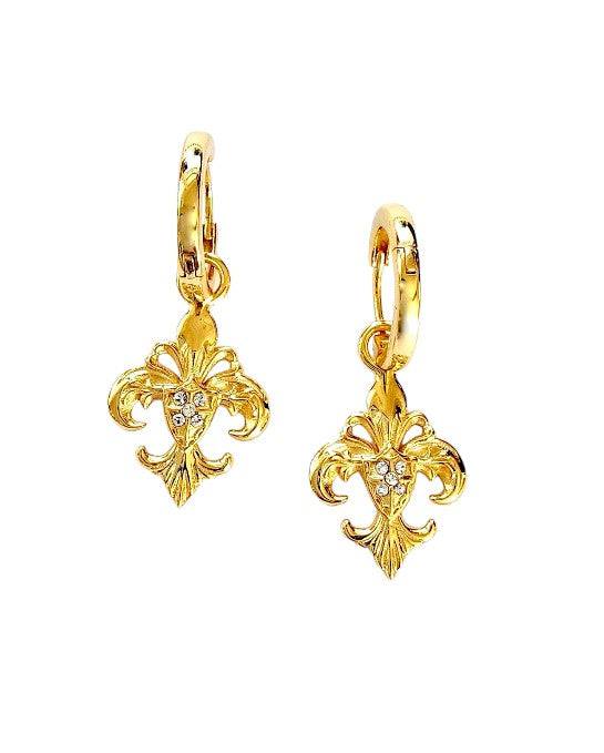 Saints and Saviors Gold Fleur Deni Huggie Hoop Earrings