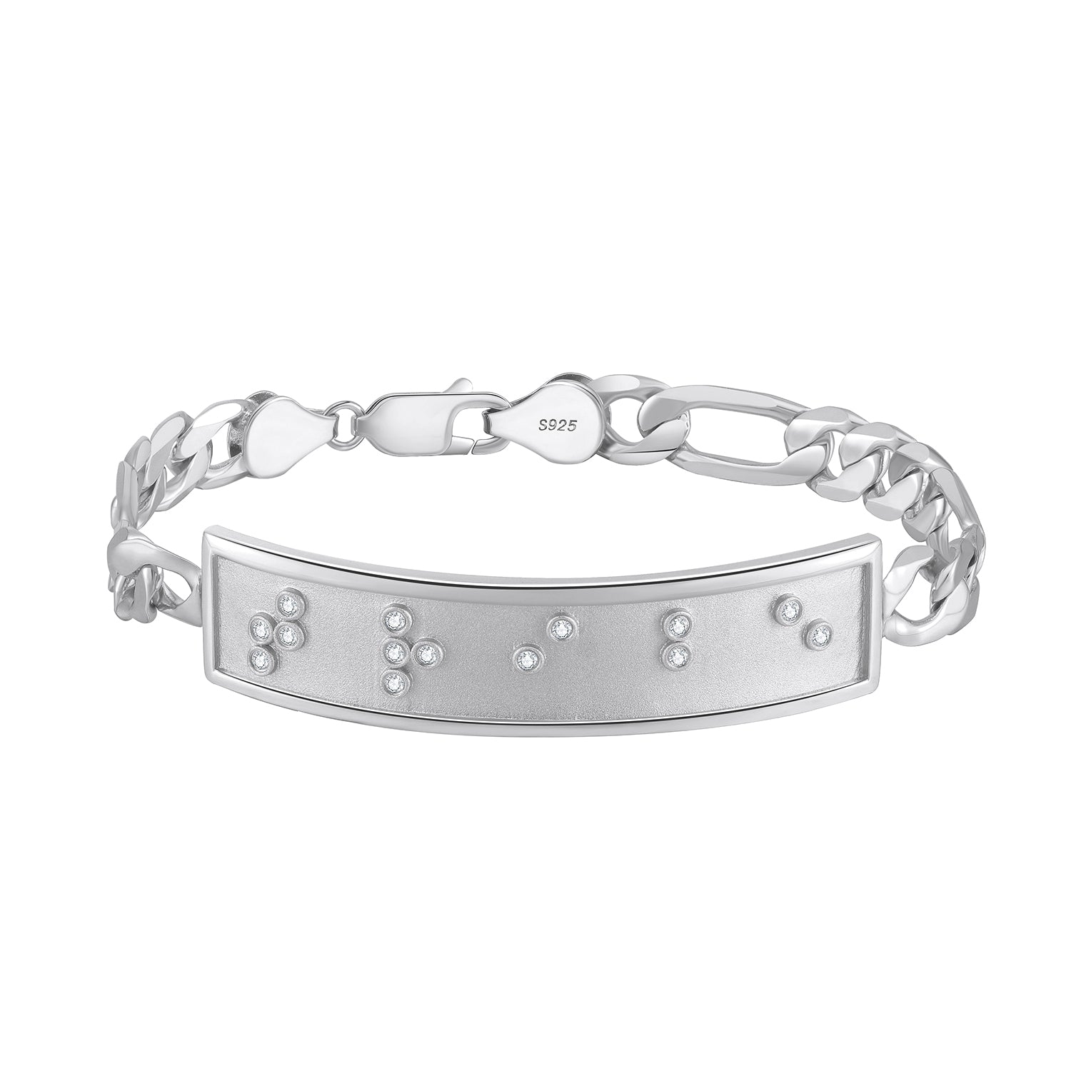 Touchstone Tribe ID Link Bracelet in Silver with Braille Crystals