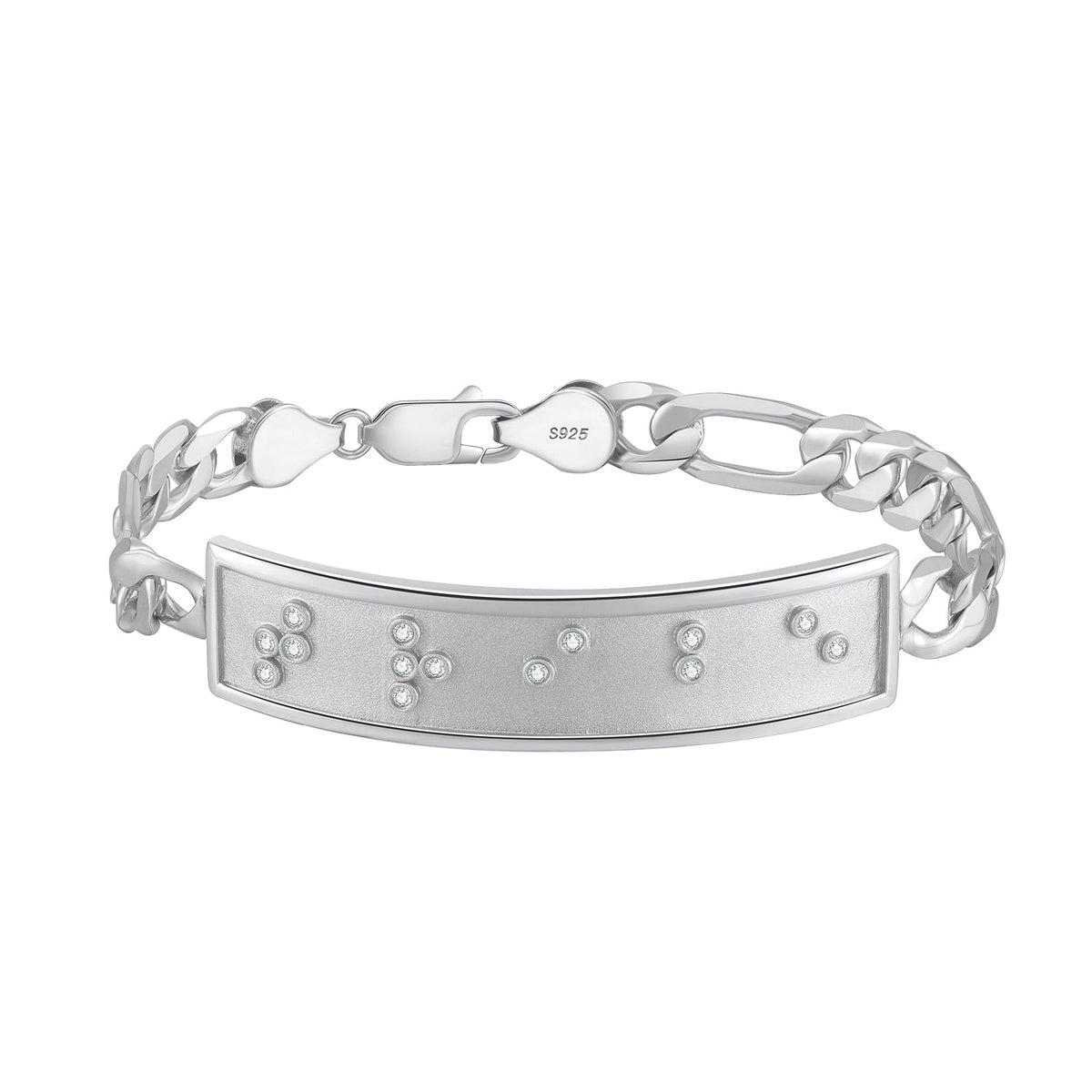 Touchstone Tribe ID Link Bracelet in Silver with Braille Crystals