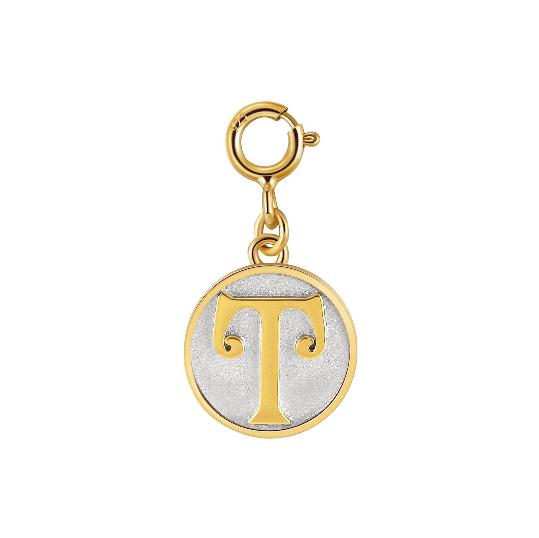 Dainty Fancy Initial Clip on Pendant Charm Letter T