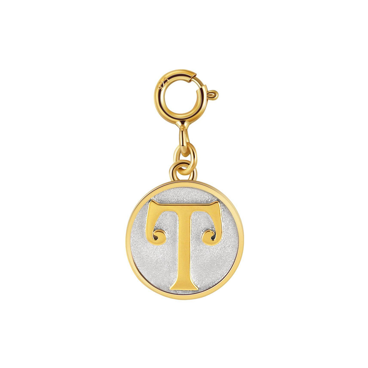 Dainty Fancy Initial Clip on Pendant Charm Letter T