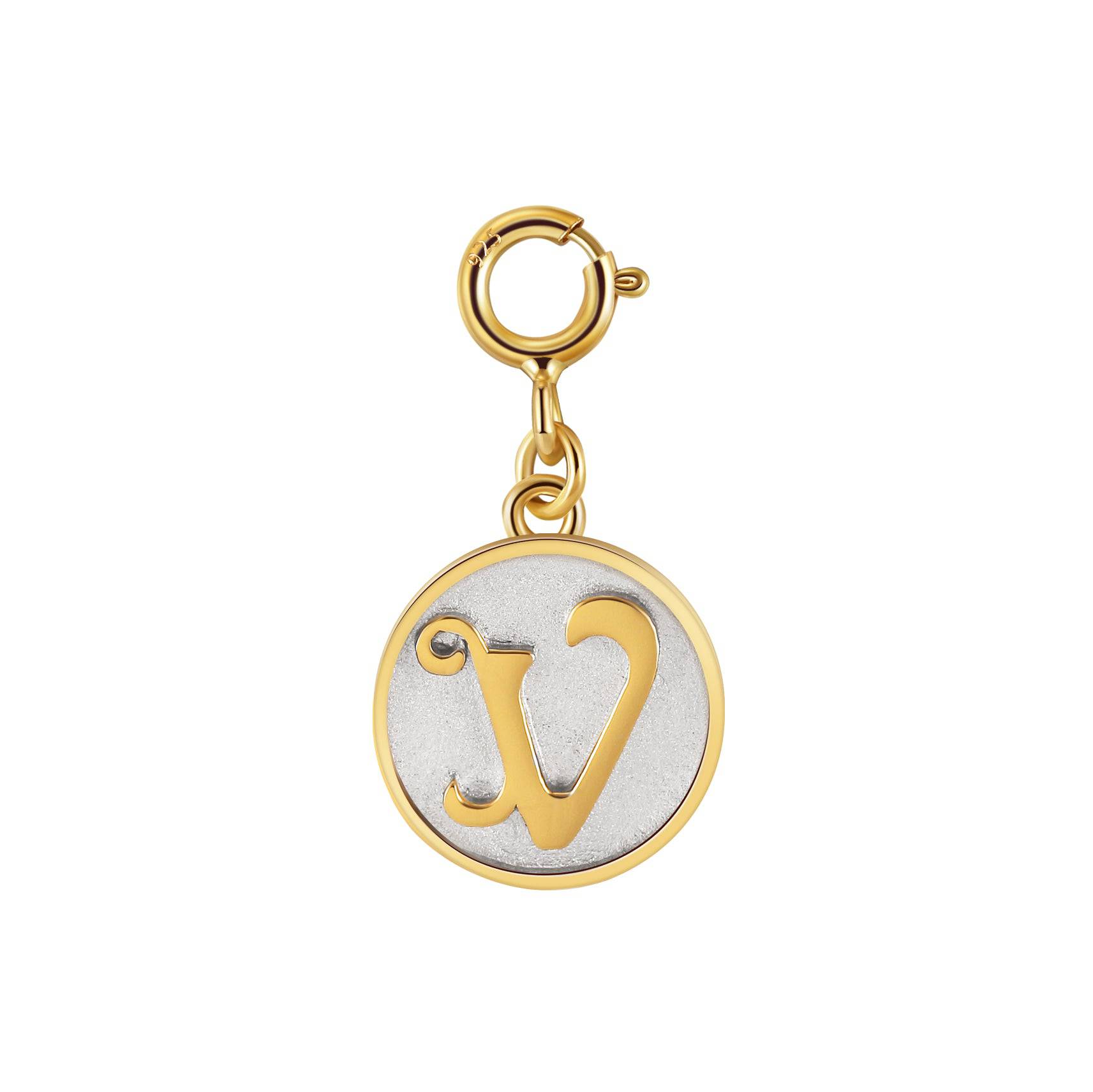 Dainty Fancy Initial Clip on Pendant Charm Letter V