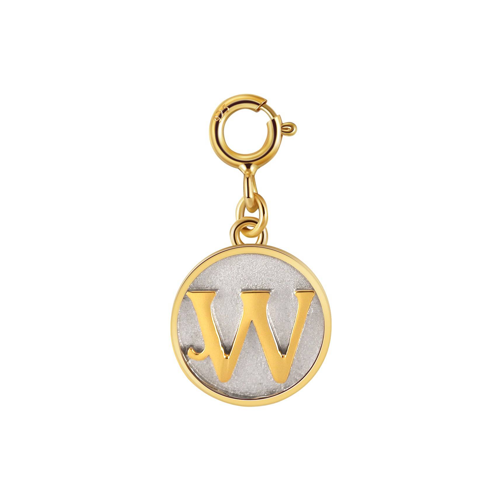 Dainty Fancy Initial Clip on Pendant Charm Letter W