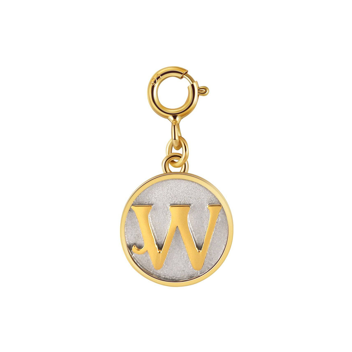 Dainty Fancy Initial Clip on Pendant Charm Letter W