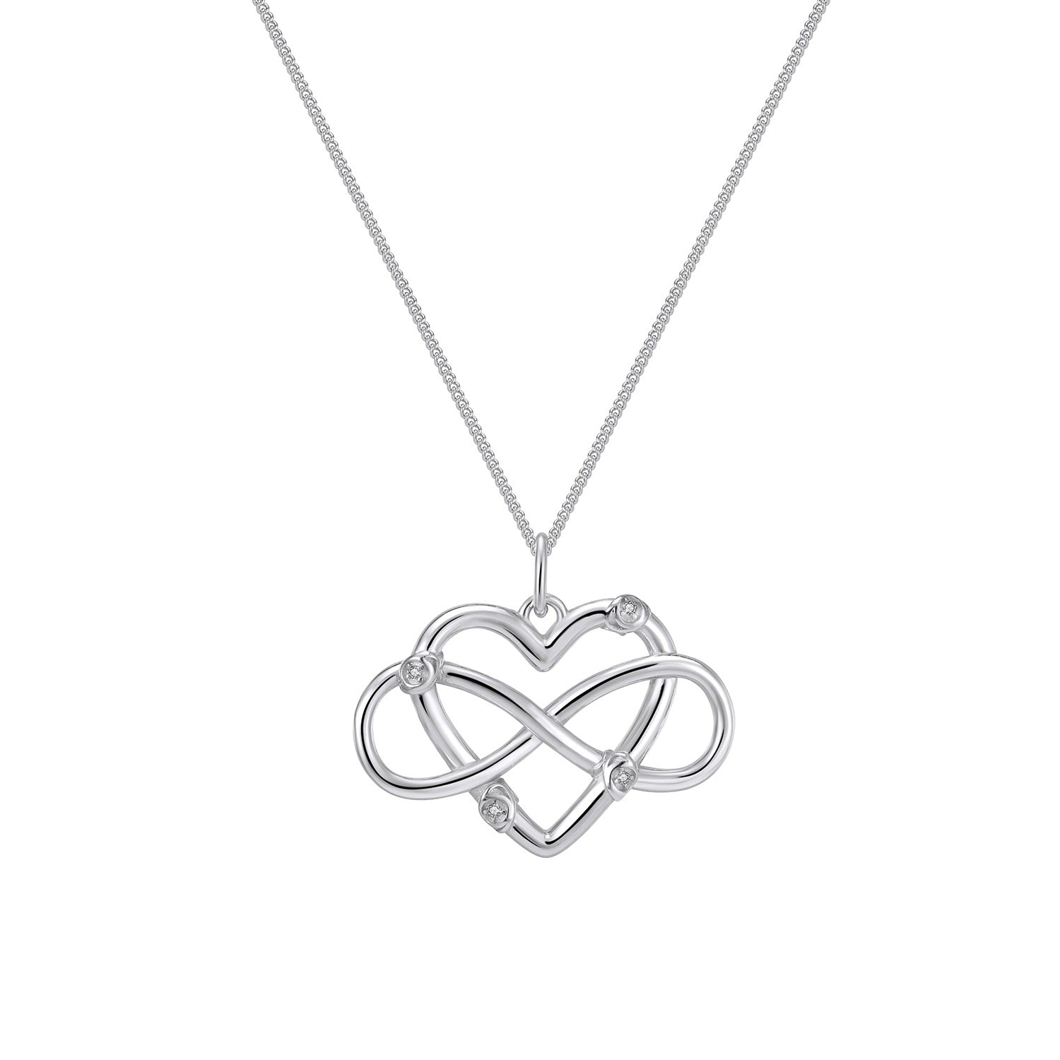 Infinity symbol with heart silver necklace