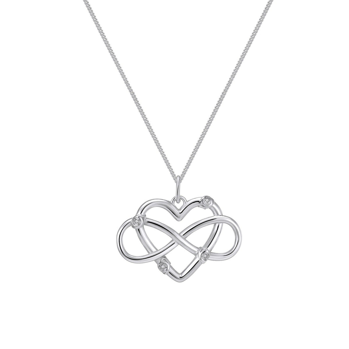 Infinity symbol with heart silver necklace
