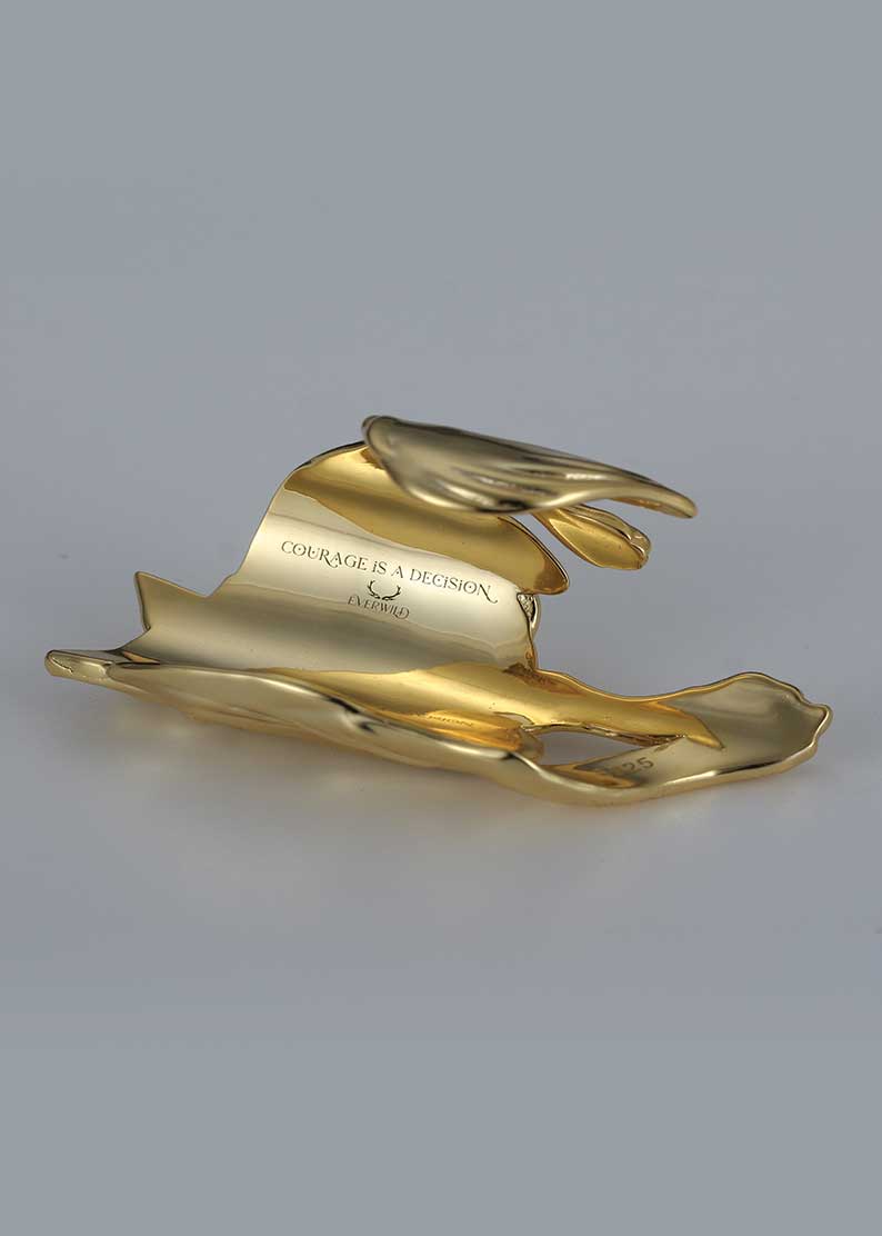 Everwild Courage Wolf Cuff Ring in Gold + Diamonds inside view