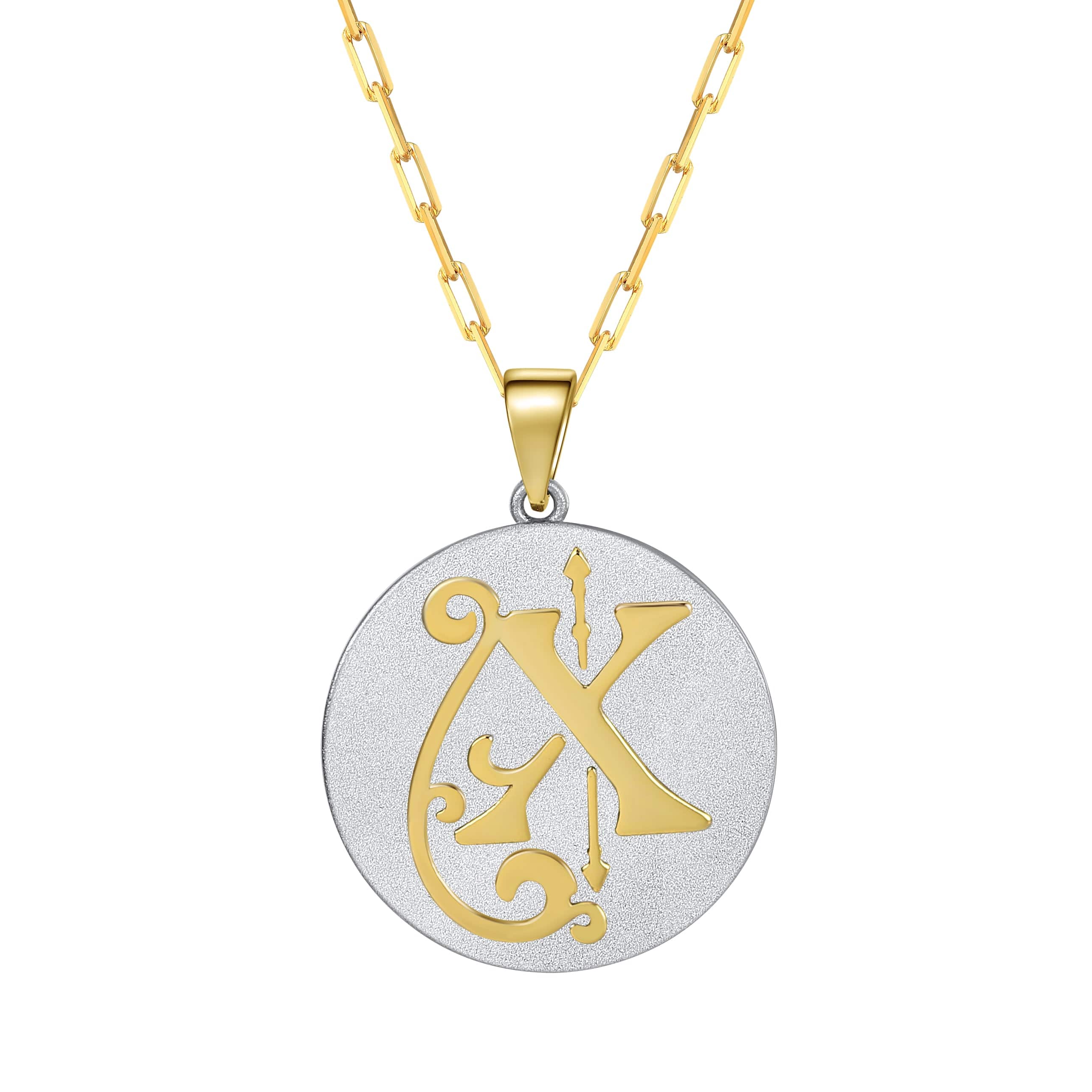Saints & Saviors Fancy Initial Pendant Necklace A-Z