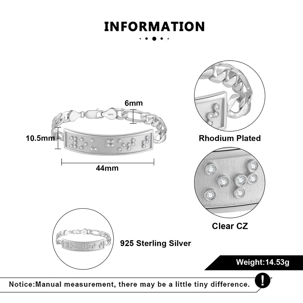 Touchstone You Got This ID Link Bracelet in Silver Specs