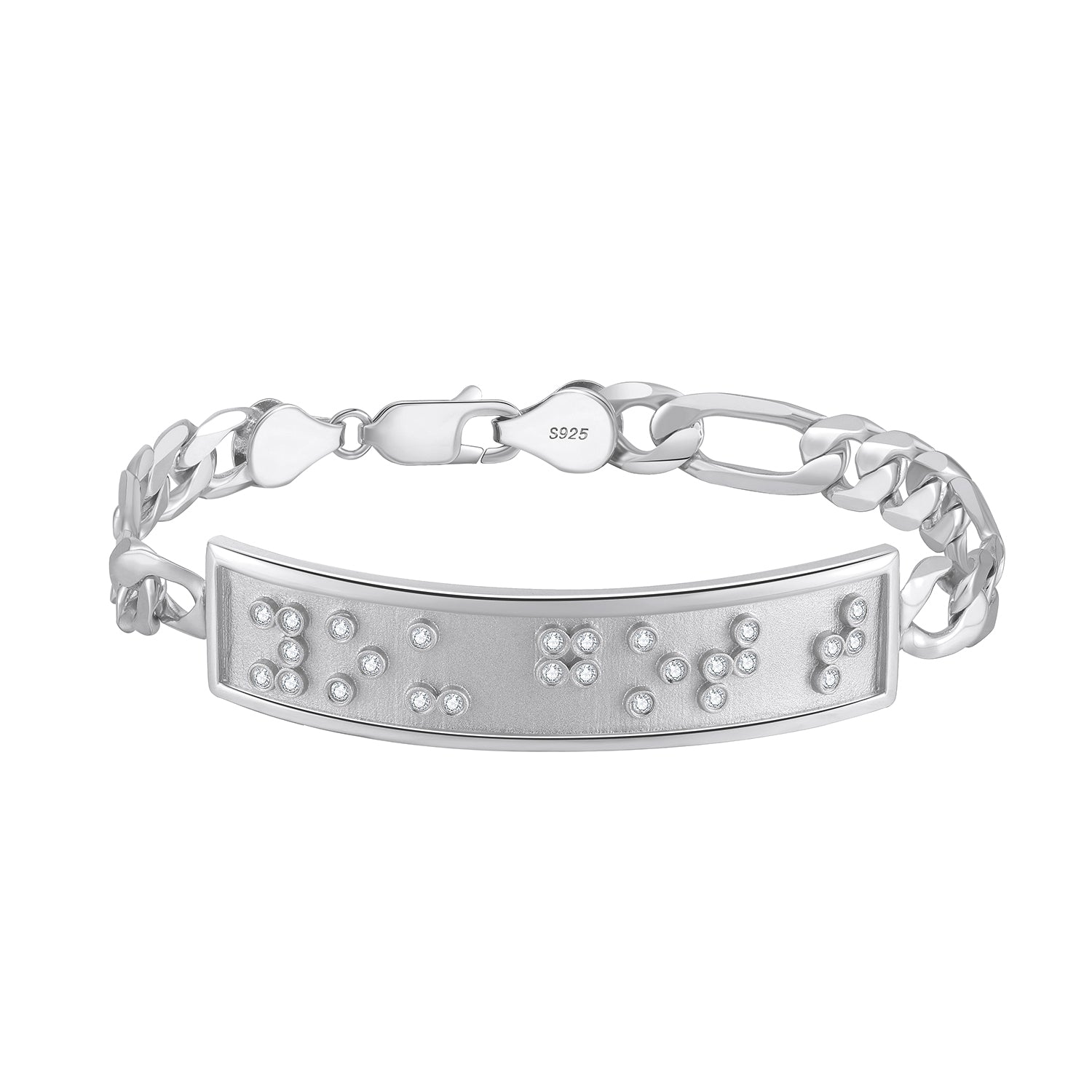 Touchstone You Got This ID Link Bracelet in Silver with Braille Crystals