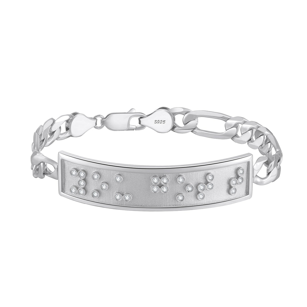 Touchstone You Got This ID Link Bracelet in Silver with Braille Crystals