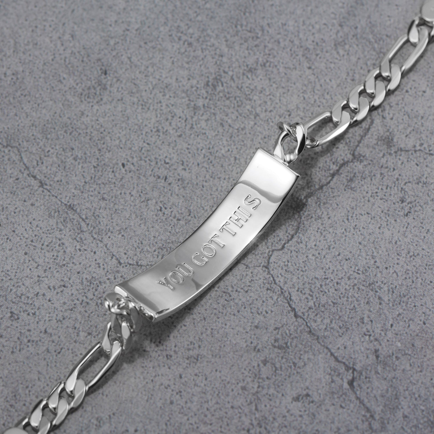Touchstone 'You Got This' Engraved Inside ID Link Bracelet in Silver