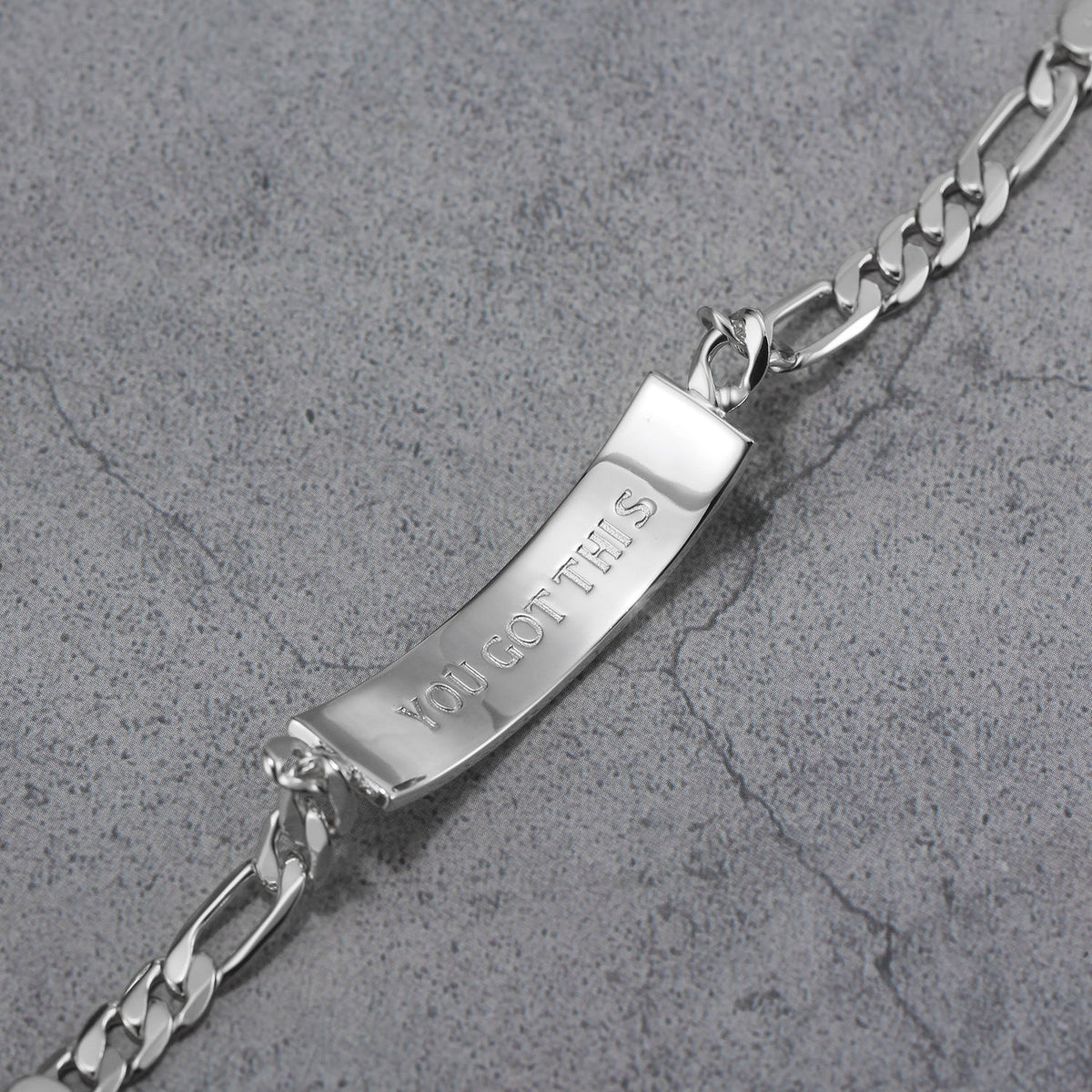 Touchstone 'You Got This' Engraved Inside ID Link Bracelet in Silver