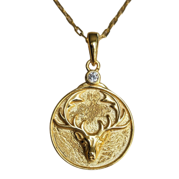 Gold Zodiac Virgo Antler Necklace with Single Crystal