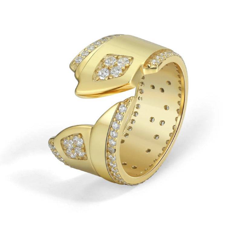 Touchstone Badass Gold Open Flex Ring Braille Crystals