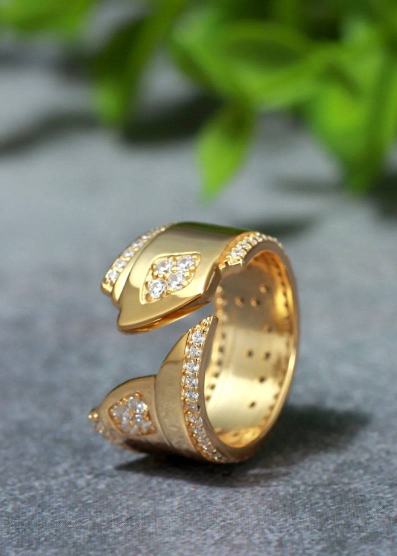 Touchstone Badass Gold Open Flex Ring Braille Crystals