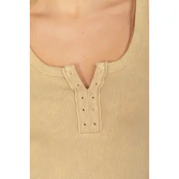 Beige Y2K Washed Casual Fitted Tank Top