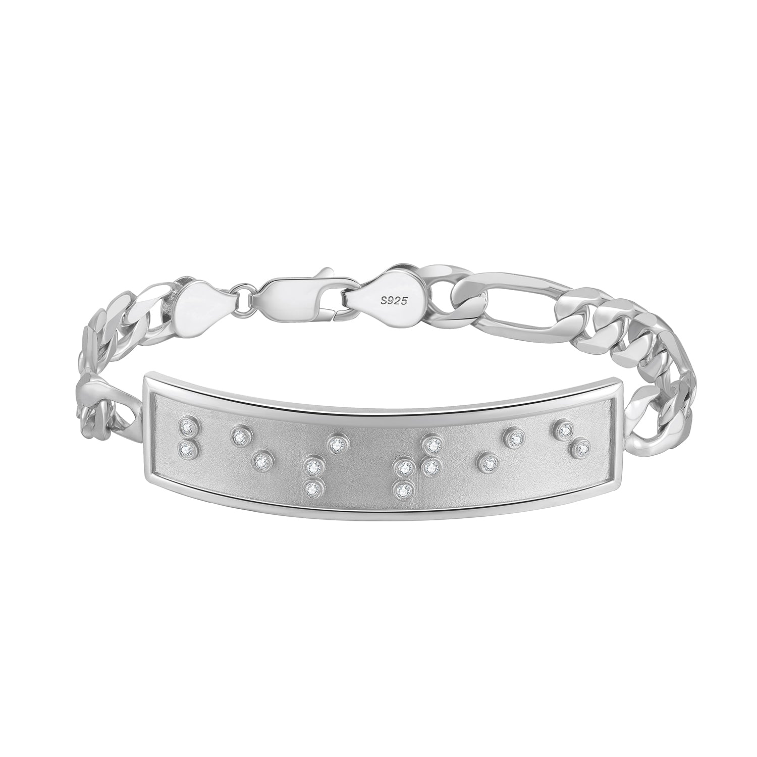 Touchstone Bestie ID Link Bracelet in Silver with Braille Crystals