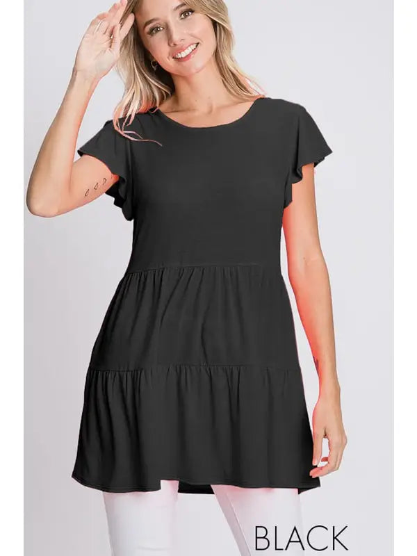 Short Sleeve Ruffled Shirt - Athena's Fashion Boutique