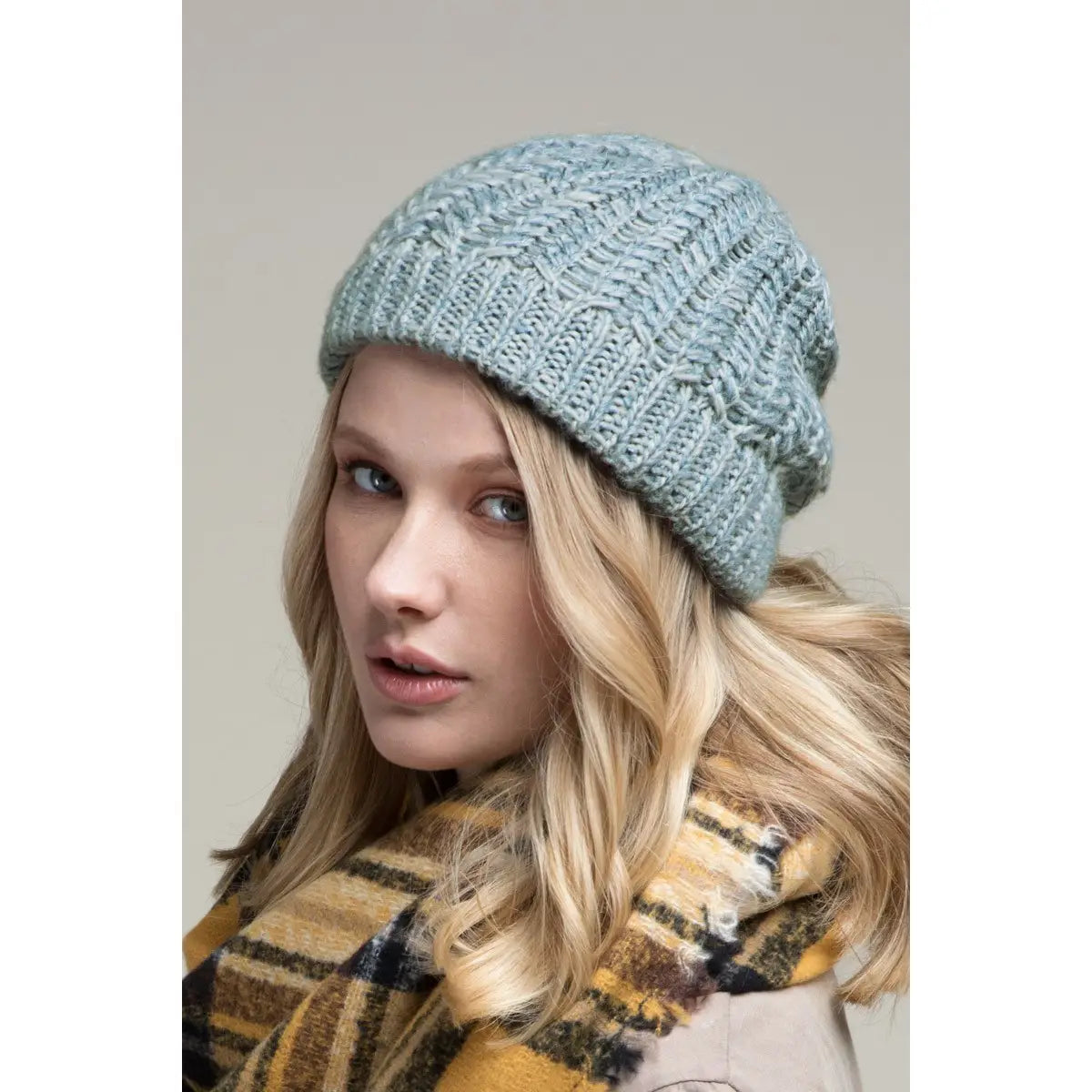 Blue Rib Knit Beanie Hat - Athena's Fashion Boutique