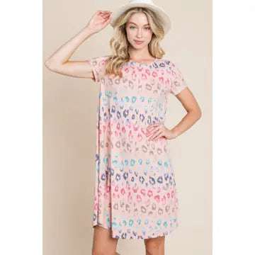 Blush Animal Print Tshirt Dress