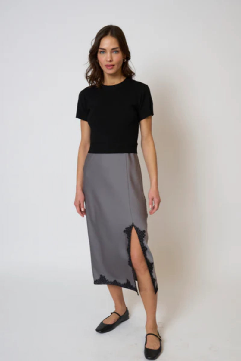 Celeste Lace And Sweater Combo Dress  Shoptiques