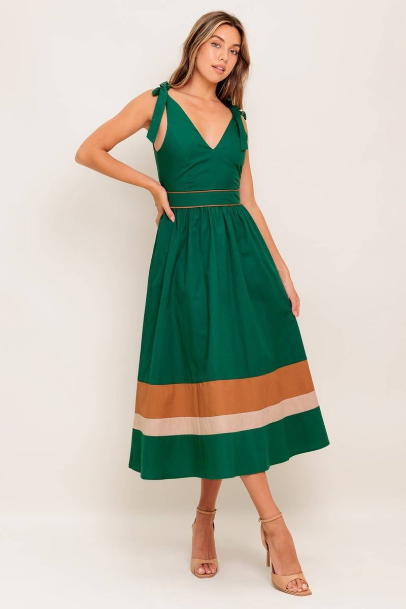 green colorblock dress Hunter Green Colorblock Sweater Dress