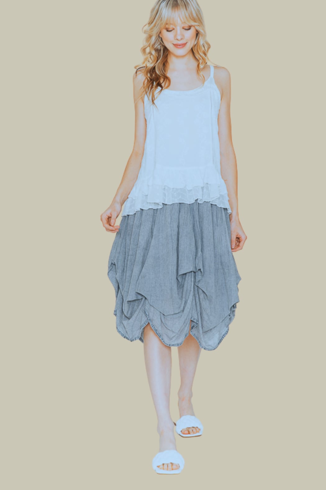 Cotton Bubble Mini Skirt in Light Denim – Shoptiques