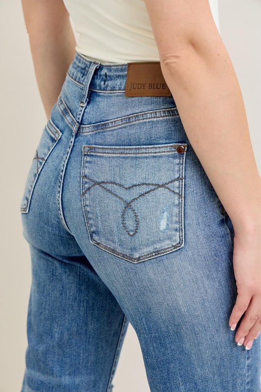 Judy Blue High Waist Raw Cut Hem Crop Capris