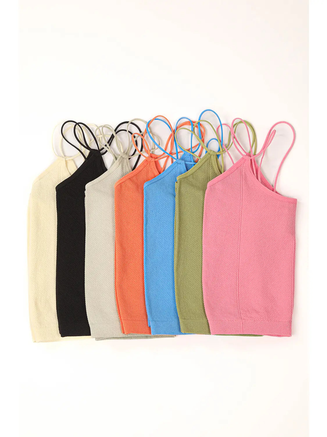 Assorted Colors Crop Stretchy Double Strap Slim Fit Tank Top