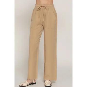 Dark Sands Elastic Waist Tencel Long Pants