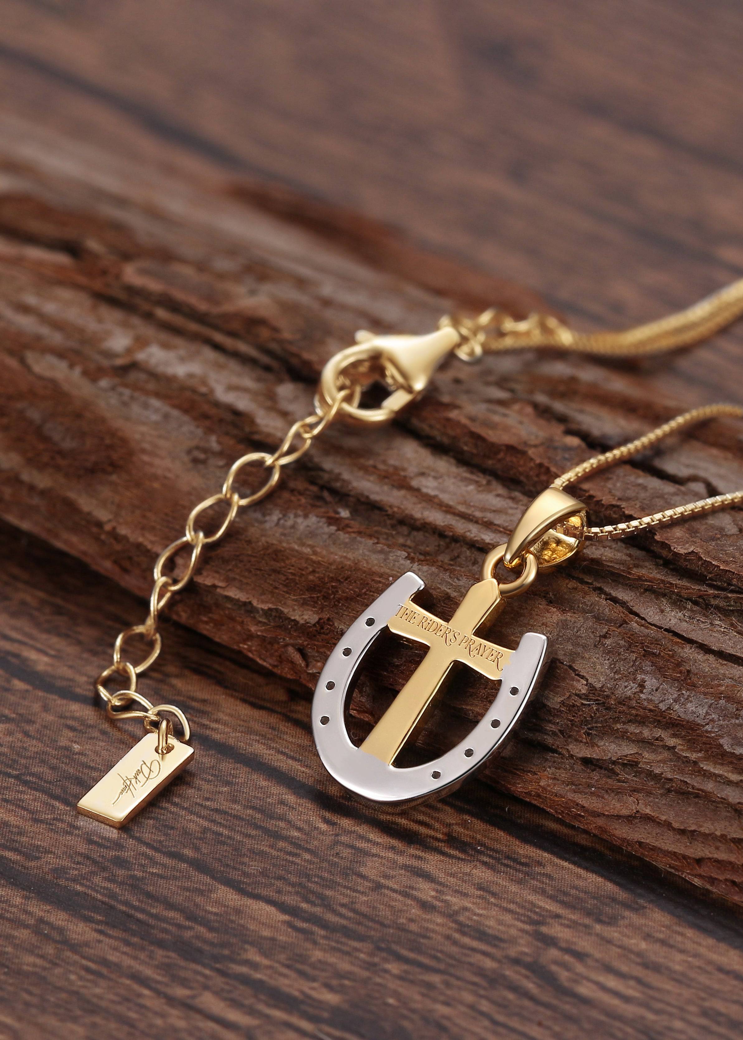 Saints and Saviors Rider's Prayer Mini G/S Necklace Gold Box Chain reverse side