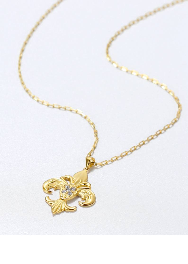 Saints and Saviors Fleur de Lis Gold Pendant Necklace