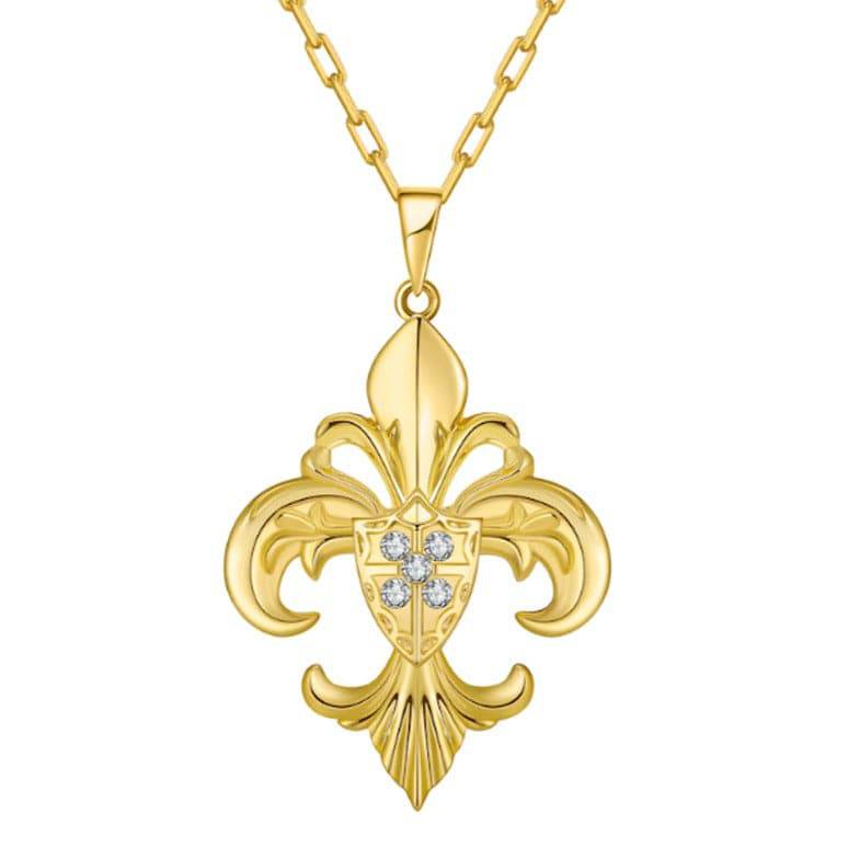 Saints and Saviors Fleur de Lis Gold Pendant Necklace
